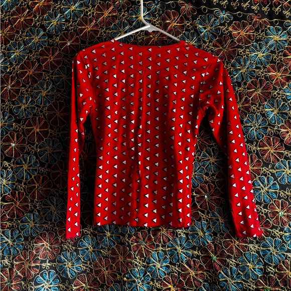 Vintage Retro Red Geometric Women's Top - Picture 3 of 4